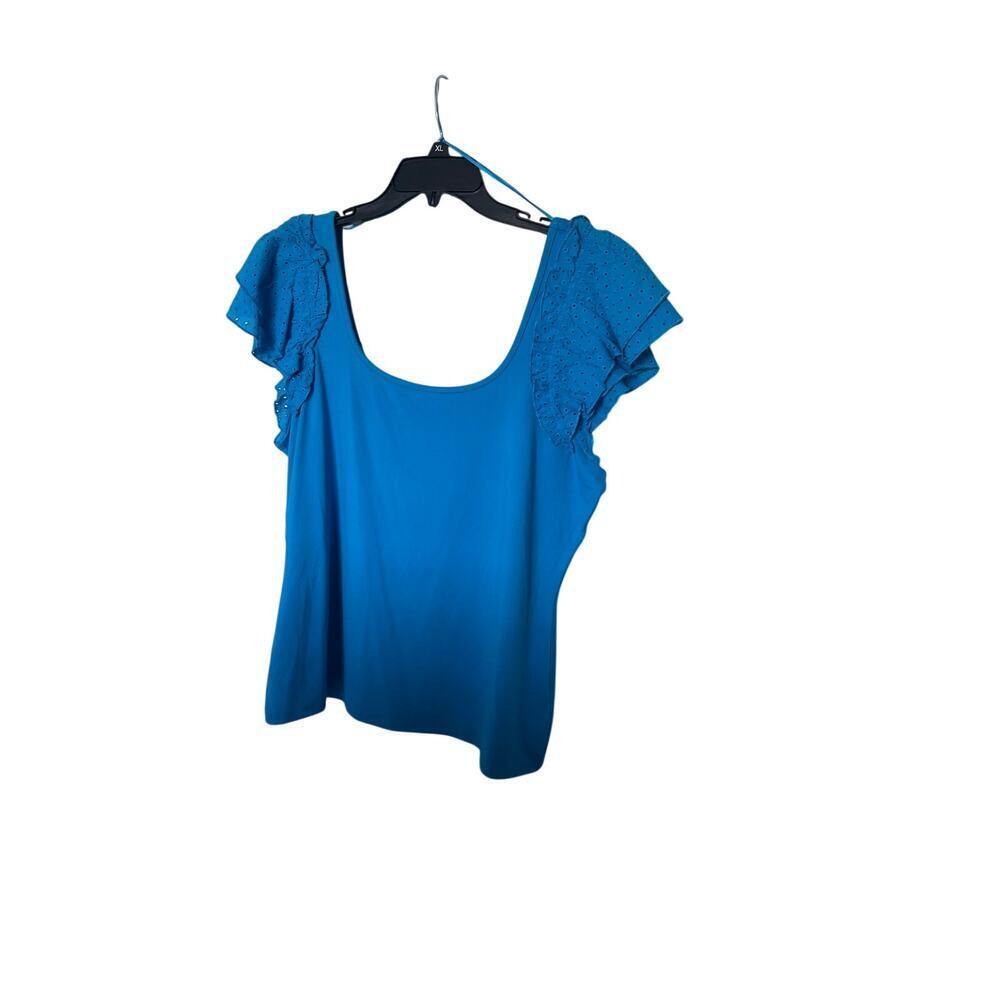 Sofia NWOT Women Blue short Ruffle sleeves Top Size XL.